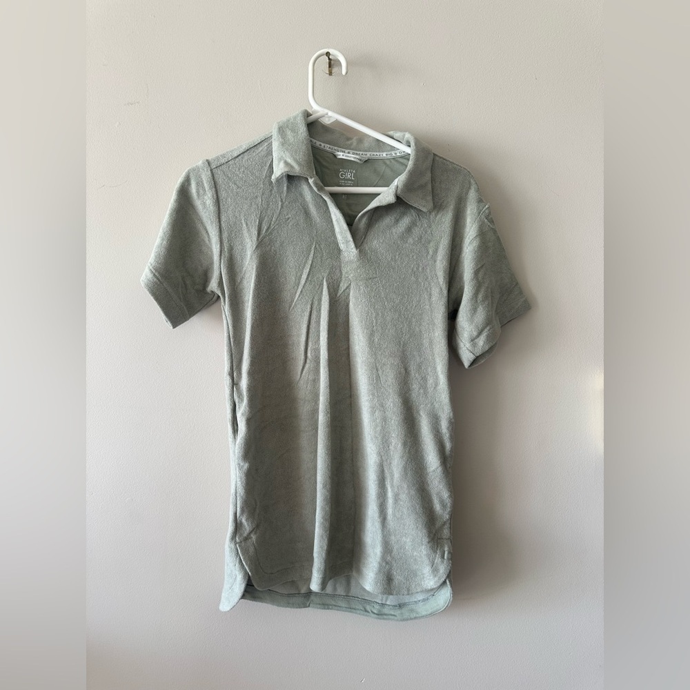 Athleta Girl green fleece Jump In dress or swim cover up S 7 nwot